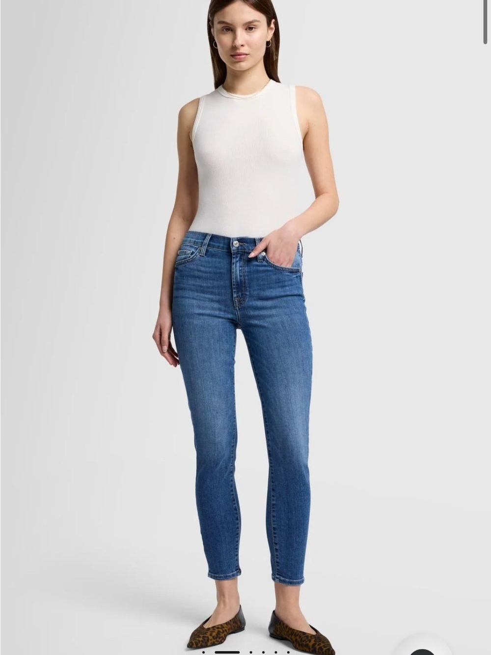 7 For All Mankind High Waist Gwenevere Medium Blue Ankle Skinny Jeans size 24